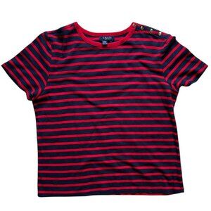 Women's Chaps SS striped Tee with Button Accents Size XL